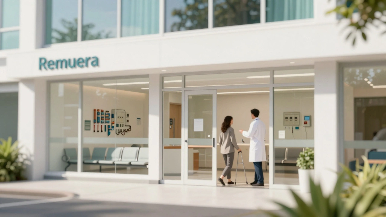 Bright medical clinic with patients entering under natural light in Remuera.