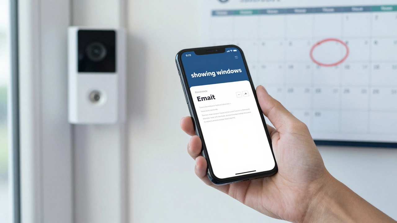A person documenting a landlord's entry violation via email with a doorbell camera nearby.