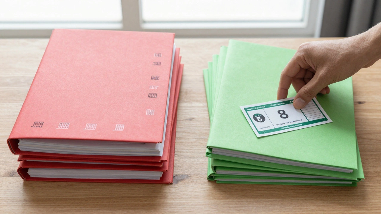 Two stacks of files representing Public Housing and Section 8 programs