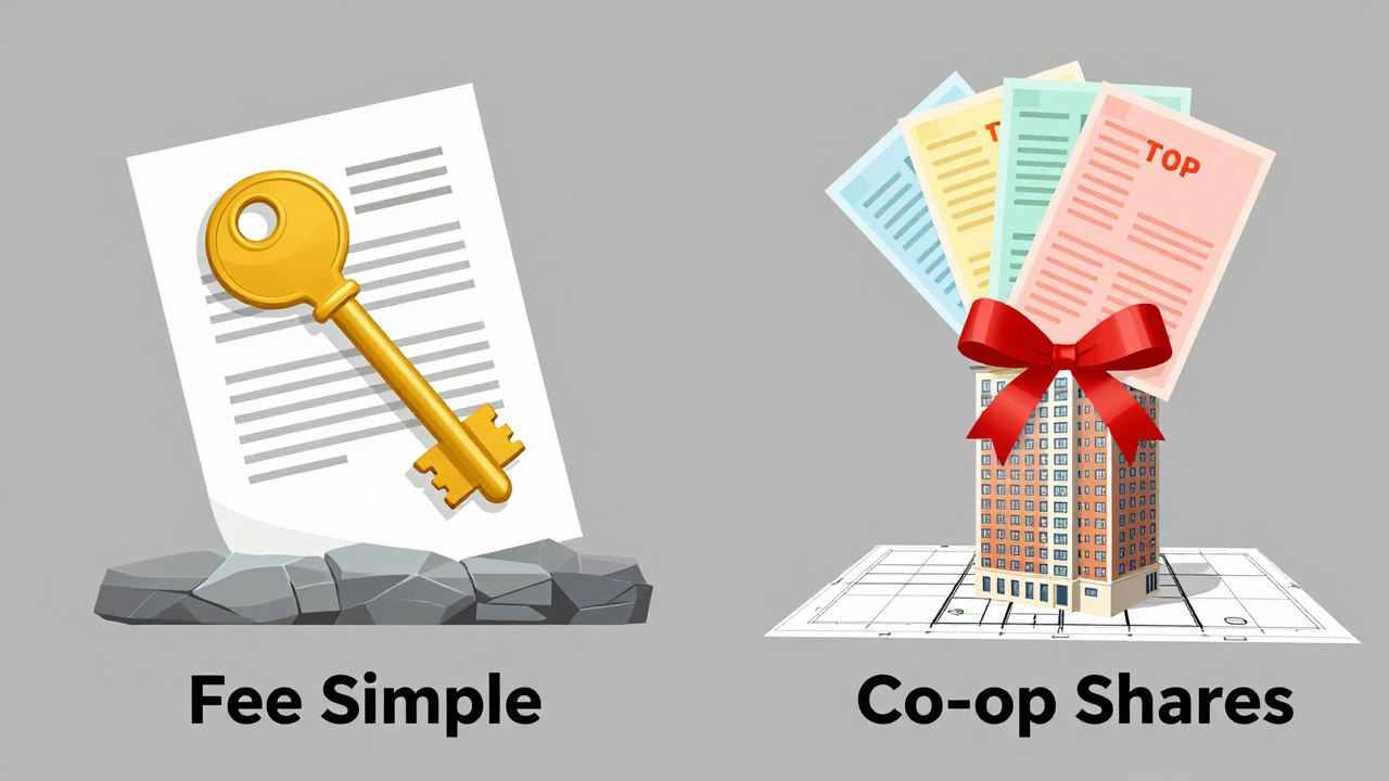 Visual comparison of condo deeds versus co-op stock certificates