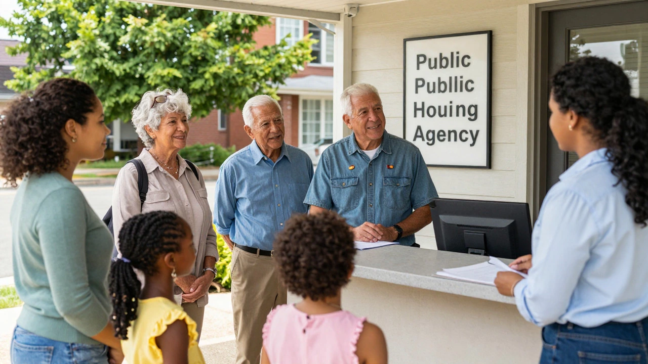Diverse applicants receiving assistance at a housing agency office