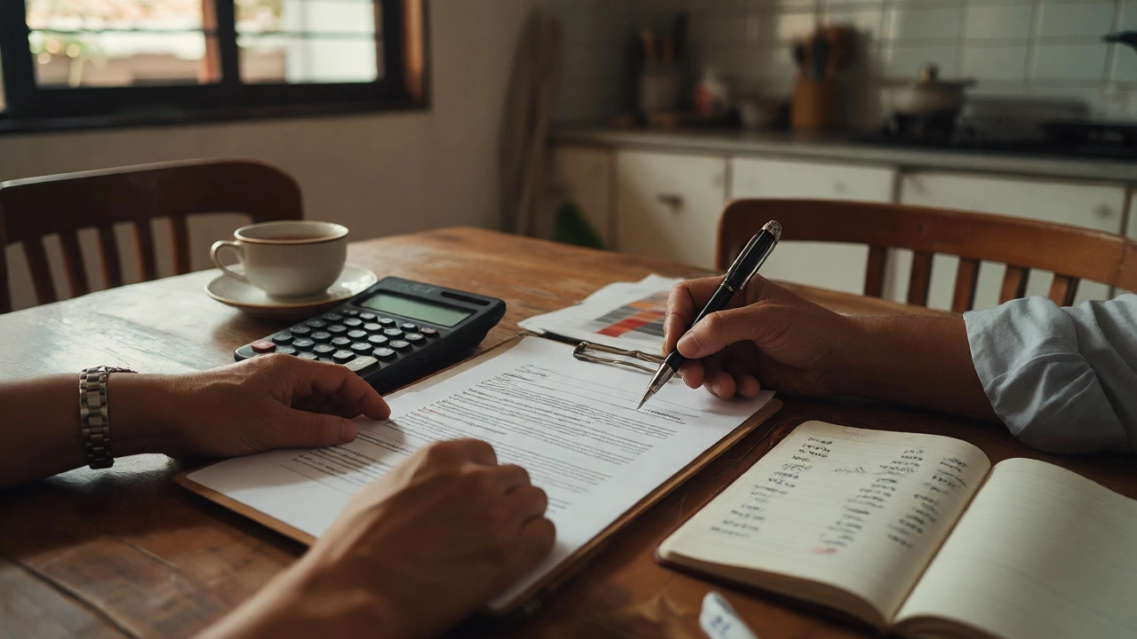 Owner and tenant signing lease agreement at dining table for legal room subletting